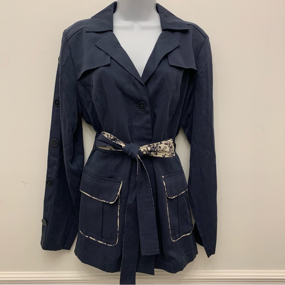 Laurie Felt Belted Utility Jacket with Contrast
Print Detai Indigo Sz 8 - Picture 1 of 12